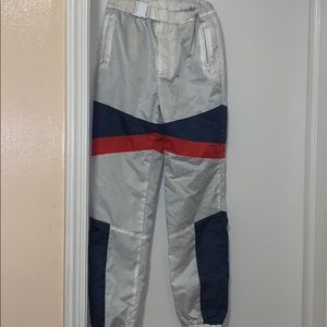 White,blue & red active joggers